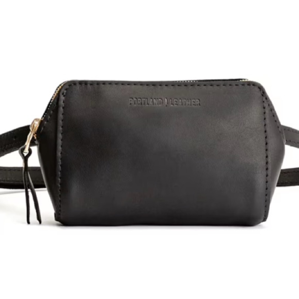 EUC Portland Leather Goods Zip-Tight Belt Bag in Smooth Black